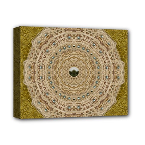 Golden Forest Silver Tree In Wood Mandala Deluxe Canvas 14  X 11  by pepitasart