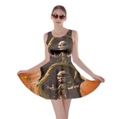 Halloween, Funny Mummy With Pumpkins Skater Dress by FantasyWorld7