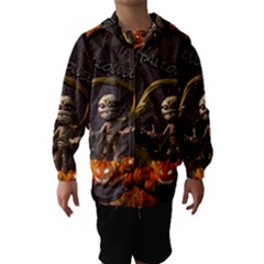 Halloween, Funny Mummy With Pumpkins Hooded Wind Breaker (kids) by FantasyWorld7