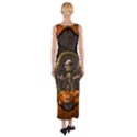 Halloween, Funny Mummy With Pumpkins Fitted Maxi Dress View2