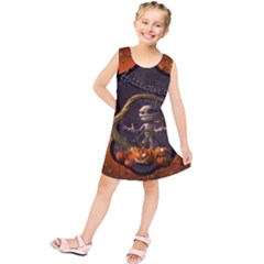 Halloween, Funny Mummy With Pumpkins Kids  Tunic Dress by FantasyWorld7