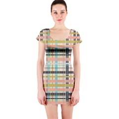 Plaid Pattern Short Sleeve Bodycon Dress by linceazul