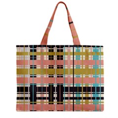 Plaid Pattern Zipper Mini Tote Bag by linceazul