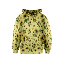 Sunflowers Pattern Kids  Zipper Hoodie by Valentinaart