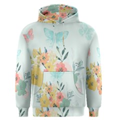 Watercolor Floral Blue Cute Butterfly Illustration Men s Pullover Hoodie by paulaoliveiradesign