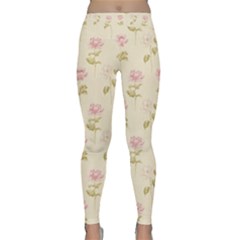 Floral Paper Illustration Girly Pink Pattern Classic Yoga Leggings by paulaoliveiradesign