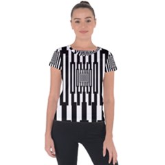 Black Stripes Endless Window Short Sleeve Sports Top  by designworld65