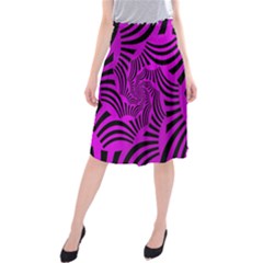 Black Spral Stripes Pink Midi Beach Skirt by designworld65