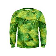 Green Springtime Leafs Kids  Sweatshirt by designworld65