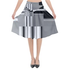 Black And White Endless Window Flared Midi Skirt by designworld65