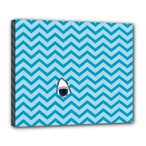 Chevron Shark Pattern Deluxe Canvas 24  X 20   by emilyzragz