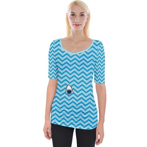 Chevron Shark Pattern Wide Neckline Tee by emilyzragz