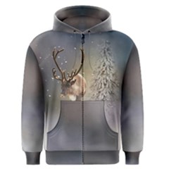 Santa Claus Reindeer In The Snow Men s Zipper Hoodie by gatterwe