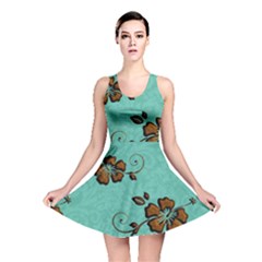 Chocolate Background Floral Pattern Reversible Skater Dress by Nexatart