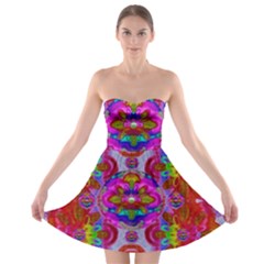 Fantasy   Florals  Pearls In Abstract Rainbows Strapless Bra Top Dress by pepitasart