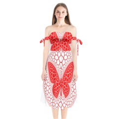 Butterfly Shoulder Tie Bardot Midi Dress by Nexatart