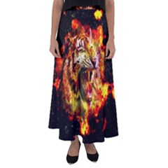 Fire Tiger Flared Maxi Skirt by stockimagefolio1