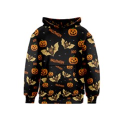 Bat, Pumpkin And Spider Pattern Kids  Pullover Hoodie by Valentinaart