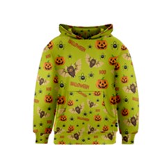 Bat, Pumpkin And Spider Pattern Kids  Pullover Hoodie by Valentinaart