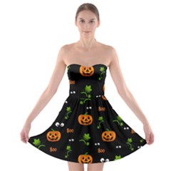 Pumpkins - Halloween Pattern Strapless Bra Top Dress by Valentinaart