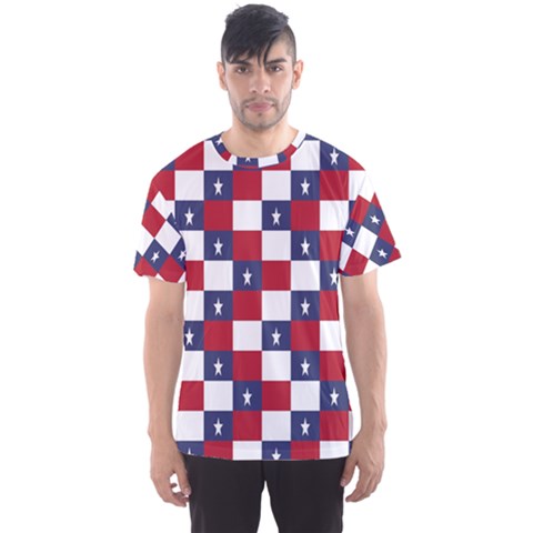 American Flag Star White Red Blue Men s Sports Mesh Tee by Mariart