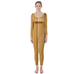 Brown Verticals Lines Stripes Colorful Long Sleeve Catsuit by Mariart