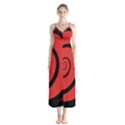 Double Spiral Thick Lines Black Red Button Up Chiffon Maxi Dress View1