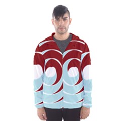 Double Spiral Thick Lines Blue Red Hooded Wind Breaker (men) by Mariart