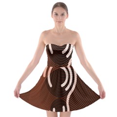 Fan Line Chevron Wave Brown Strapless Bra Top Dress by Mariart