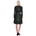 Origami Light Bird Neon Green Black Long Sleeve Velvet Front Wrap Dress View2