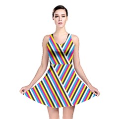 Lines Chevron Yellow Pink Blue Black White Cute Reversible Skater Dress by Mariart