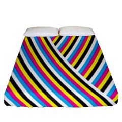 Lines Chevron Yellow Pink Blue Black White Cute Fitted Sheet (queen Size) by Mariart