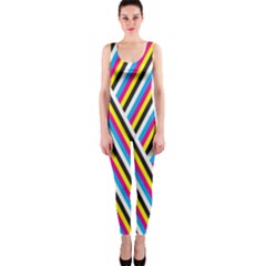 Lines Chevron Yellow Pink Blue Black White Cute Onepiece Catsuit by Mariart