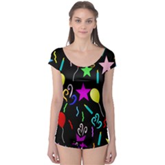 Party Pattern Star Balloon Candle Happy Boyleg Leotard  by Mariart