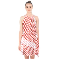 Waves Wave Learning Connection Polka Red Pink Chevron Halter Collar Waist Tie Chiffon Dress by Mariart