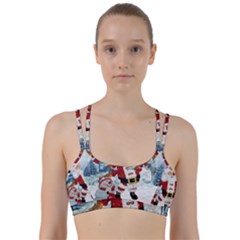 Funny Santa Claus With Snowman Line Them Up Sports Bra by FantasyWorld7