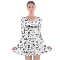 Skeleton Pattern Long Sleeve Skater Dress by Valentinaart