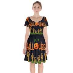 Halloween Short Sleeve Bardot Dress by Valentinaart