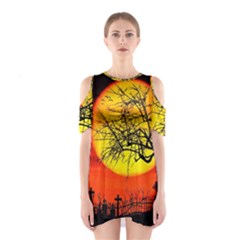 Halloween Landscape Shoulder Cutout One Piece by Valentinaart