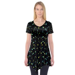 Splatter Abstract Dark Pattern Short Sleeve Tunic  by dflcprints