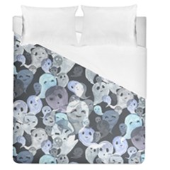 Ghosts Blue Sinister Helloween Face Mask Duvet Cover (queen Size) by Mariart