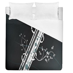 Line Light Leaf Flower Floral Black White Beauty Polka Duvet Cover (queen Size) by Mariart