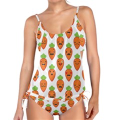 Seamless Background Carrots Emotions Illustration Face Smile Cry Cute Orange Tankini Set by Mariart