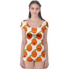 Seamless Background Orange Emotions Illustration Face Smile  Mask Fruits Boyleg Leotard  by Mariart