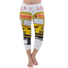 Back To School - School Bus Capri Winter Leggings  by Valentinaart