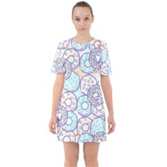 Donuts Pattern Sixties Short Sleeve Mini Dress by ValentinaDesign