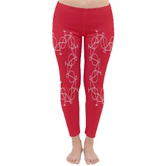 Cycles Bike White Red Sport Classic Winter Leggings by Mariart