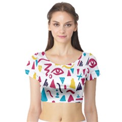 Eye Triangle Wave Chevron Red Yellow Blue Short Sleeve Crop Top (tight Fit) by Mariart