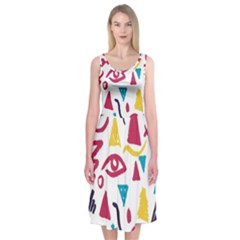 Eye Triangle Wave Chevron Red Yellow Blue Midi Sleeveless Dress by Mariart