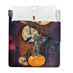 Funny Mummy With Skulls, Crow And Pumpkin Duvet Cover Double Side (full/ Double Size) by FantasyWorld7